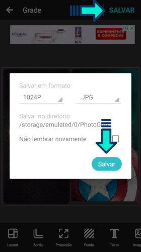salvar foto photogrid app