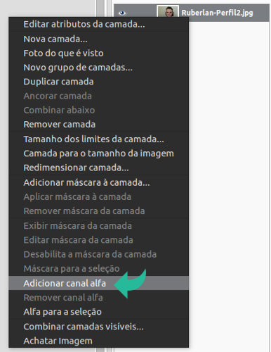 Adicionar canal alfa transparencia