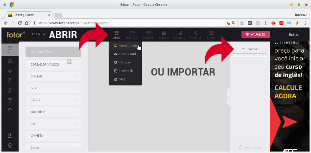 Abrir ou Importar Fotor